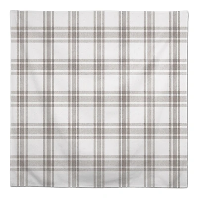 5ft. Cream & Gray Plaid Tablecloth