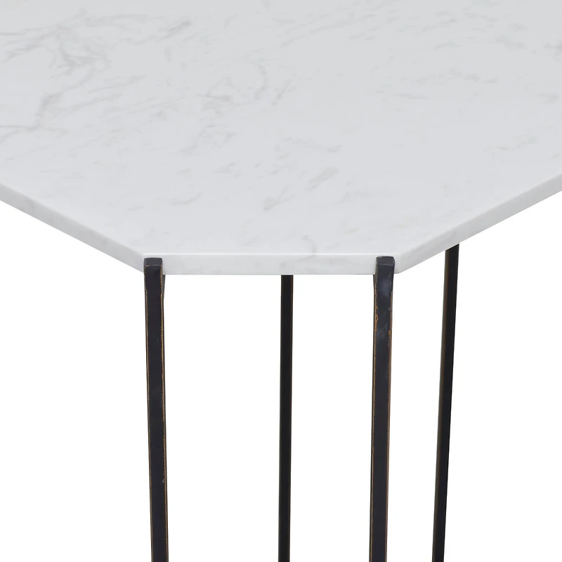 18" White Iron Contemporary Accent Table