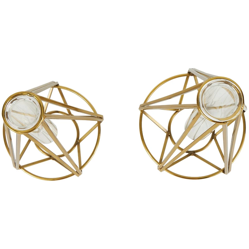 Gold Stainless Steel Geometric Test Tube Vase Set
