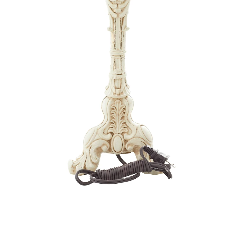 White Polystone Coastal Buffet Lamp 7" x 7" x 31"