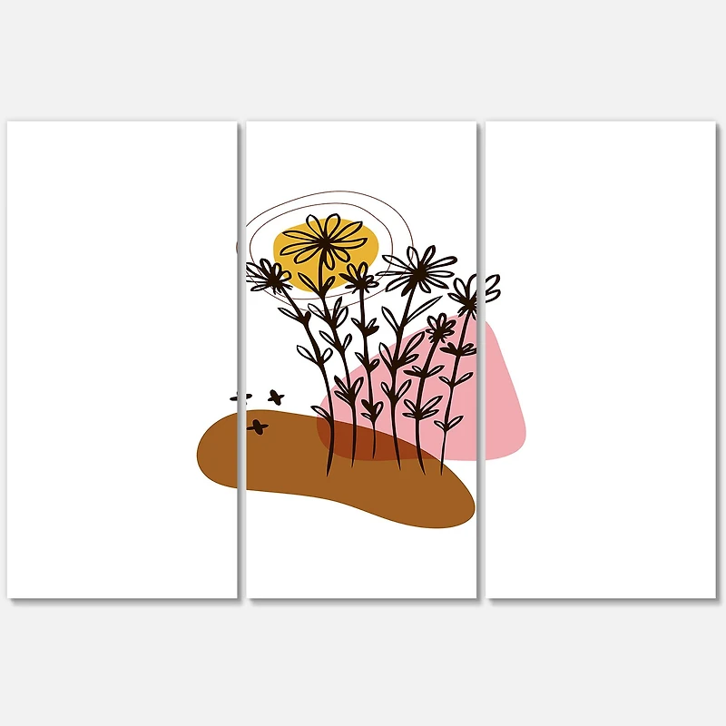 Designart - Elementary Shapes With Abstract Flowers Plants I