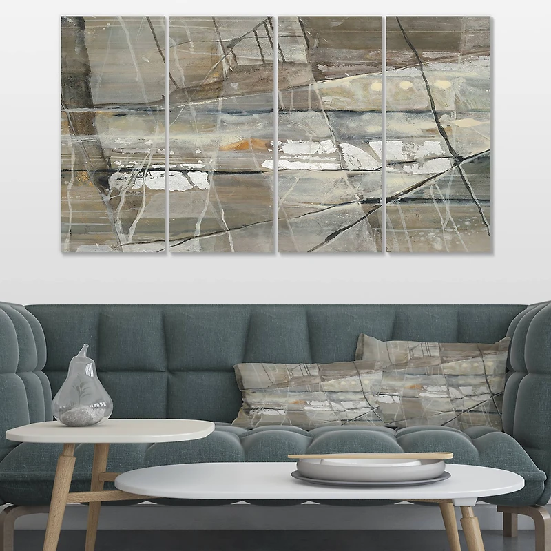 Designart - Grey Silver Geometric Composition