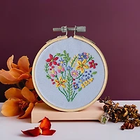 3.5" Floral Heart Stamped Design Embroidery Kit with Hoop by Loops & Threads®