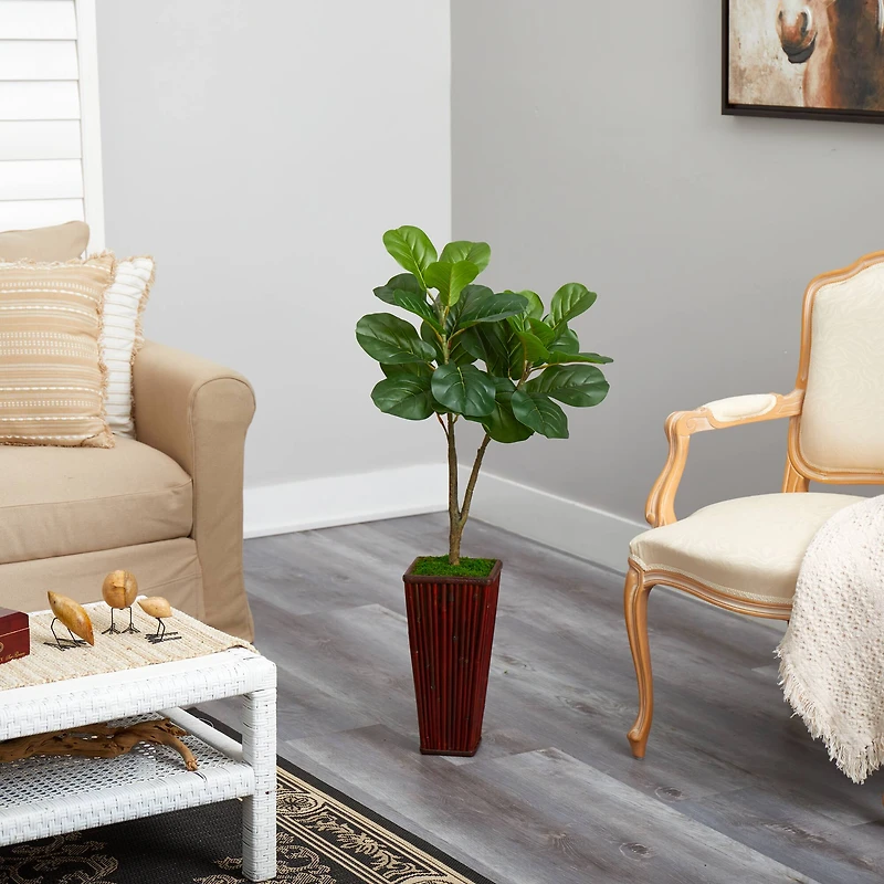 3ft. Fiddle Leaf Fig Tree in Bamboo Planter