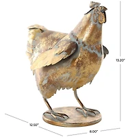 13.25" Bronze Patina Chicken Metal Garden Sculpture