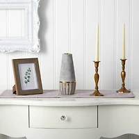 10" Regal Stone Decorative Vase with Gold Accents