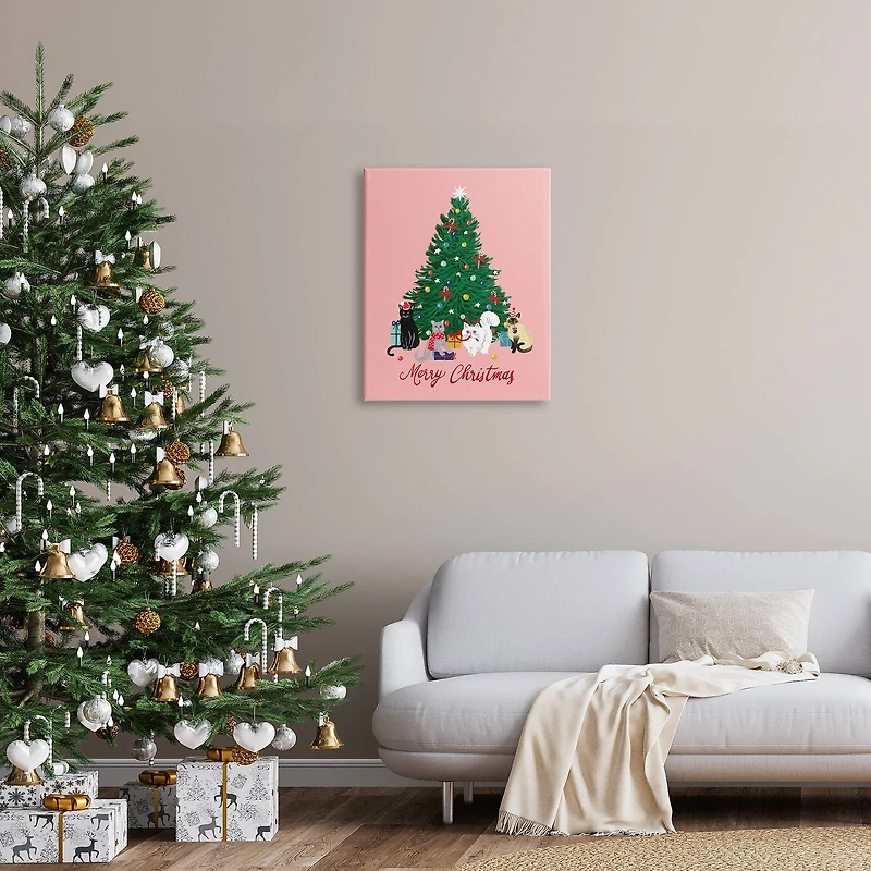 Stupell Industries Merry Christmas Holiday Cats Canvas Wall Art