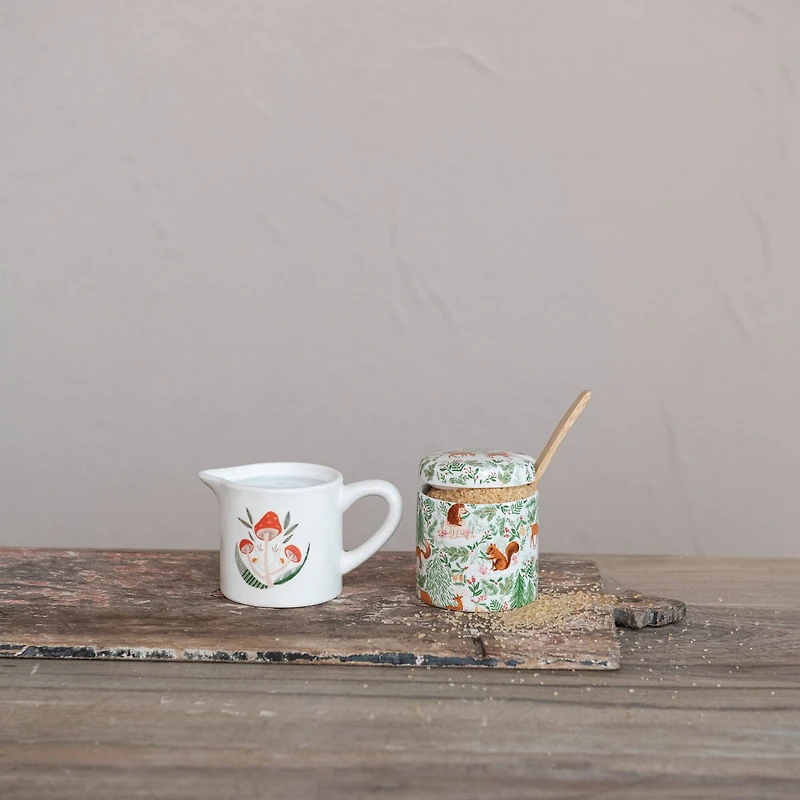 Hello Honey® Woodland Flora & Fauna Stoneware Creamer & Sugar Pot Set