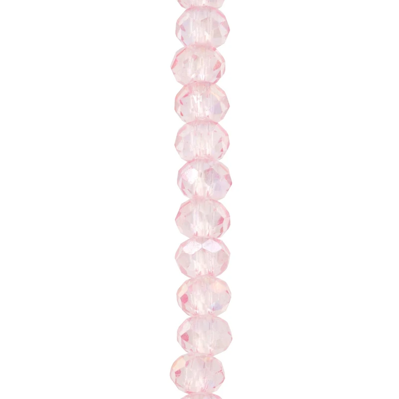 Pink Faceted Large Hole Glass Rondelle Beads by Bead Landing