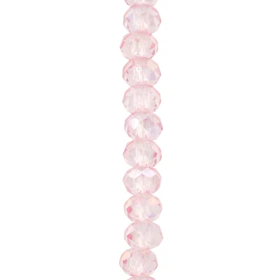 Pink Faceted Large Hole Glass Rondelle Beads by Bead Landing