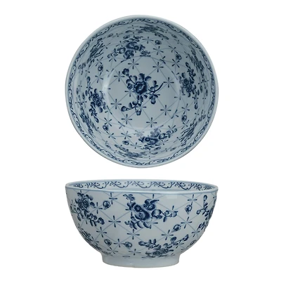 Hello Honey 10" Blue & White Floral Elegance Porcelain Bowl
