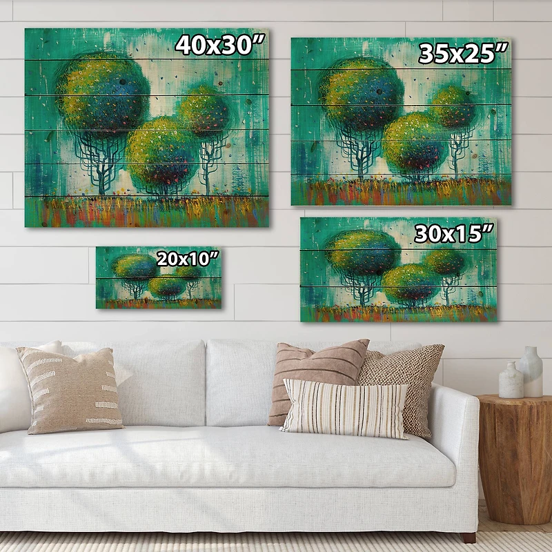 Designart - Colourful Trees Impressionist Landscape II