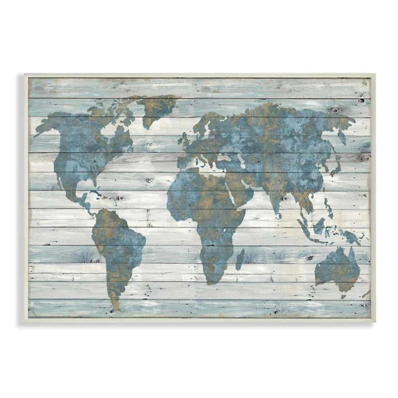 Stupell Industries Weathered World Map Wooden Wall Plaque