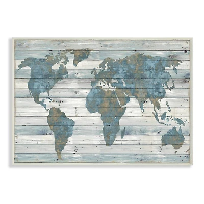 Stupell Industries Weathered World Map Wooden Wall Plaque