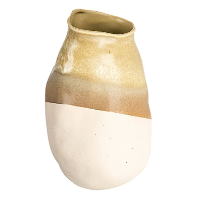 Hello Honey® Bloomingville 13" Tan Reactive Glaze Stoneware Tri-Tone Vase