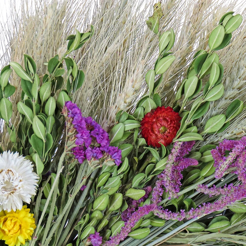 22'' Wheat and Straw Flowers Spring Wreath
