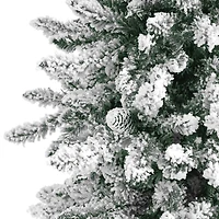 6ft. Unlit Flocked Livingston Fir with Pinecones Artificial Christmas Tree