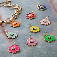 Enamel & Gold Smiley Flower Charms by Bead Landing™