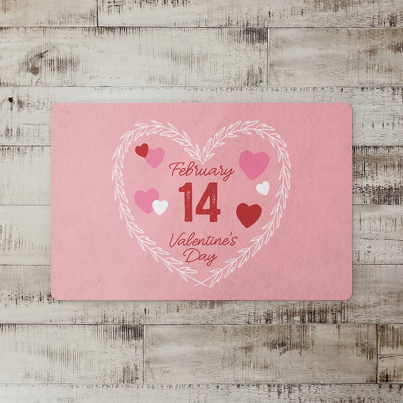 Valentine's Day Calendar Wreath 27" x 18" Floor Mat