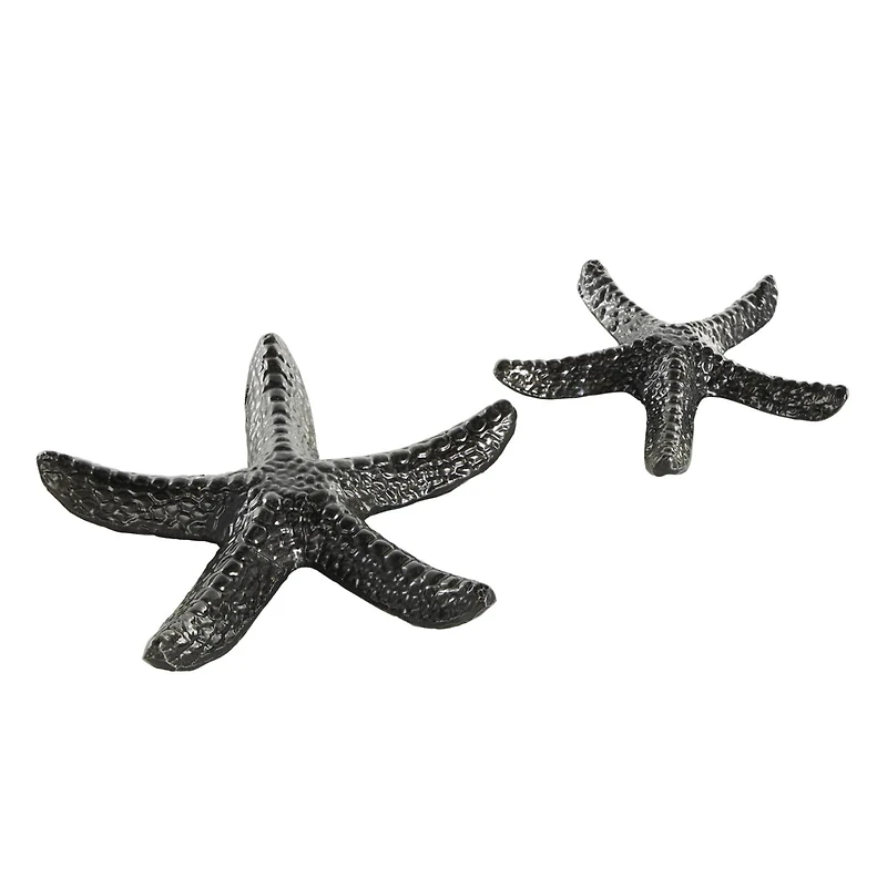 Black Aluminum Metal Starfish Bubble Textured Sculptures, 2ct.