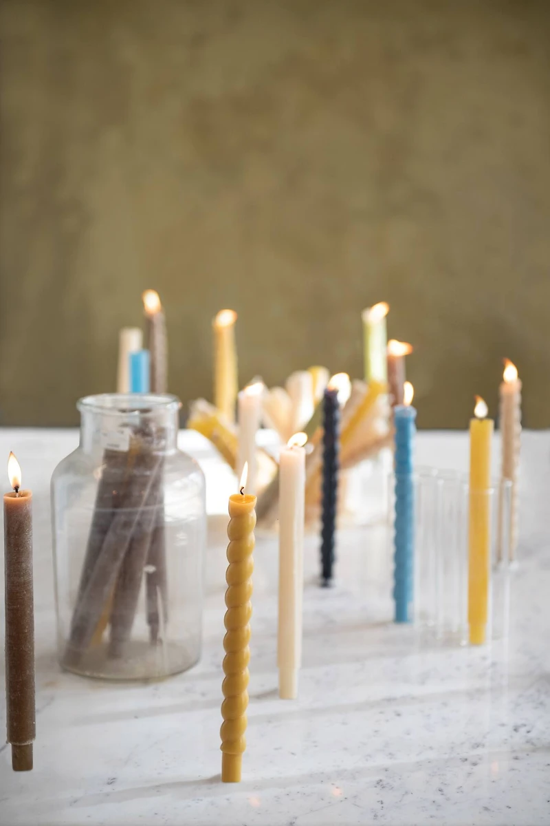 Hello Honey® Unscented Blue Twisted Taper Candle Set