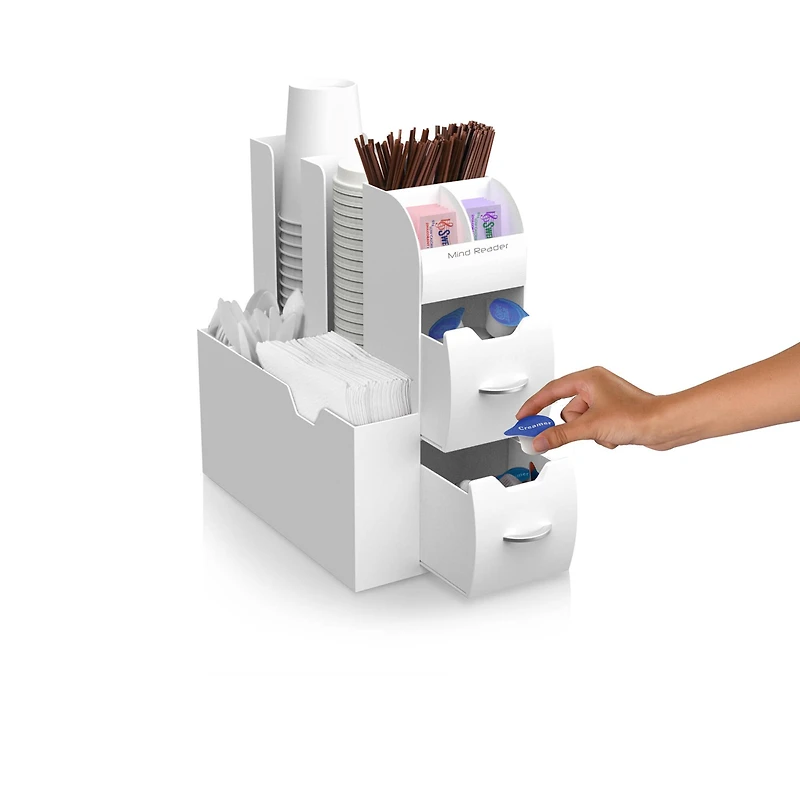 Mind Reader White Coffee Condiment and Accessories Caddy Organizer