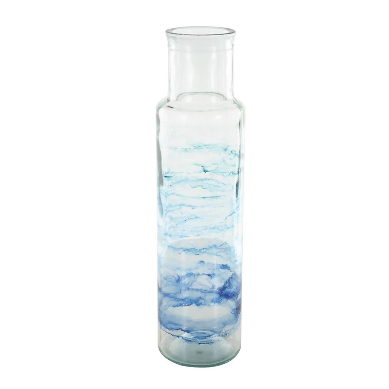 Blue Abstract Ombre Recycled Glass Vase