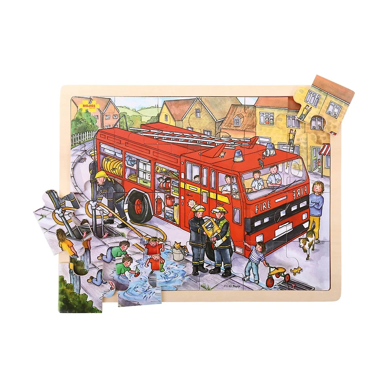 Fire Engine Wooden 24 Piece Tray Puzzle