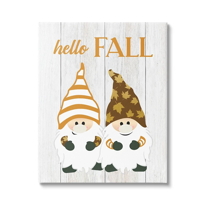 Stupell Industries Hello Fall Whimsical Gnomes Canvas Wall Art