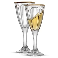 JoyJolt® 6oz. Gold Rimmed Windsor Crystal White Wine Glasses, 2ct.