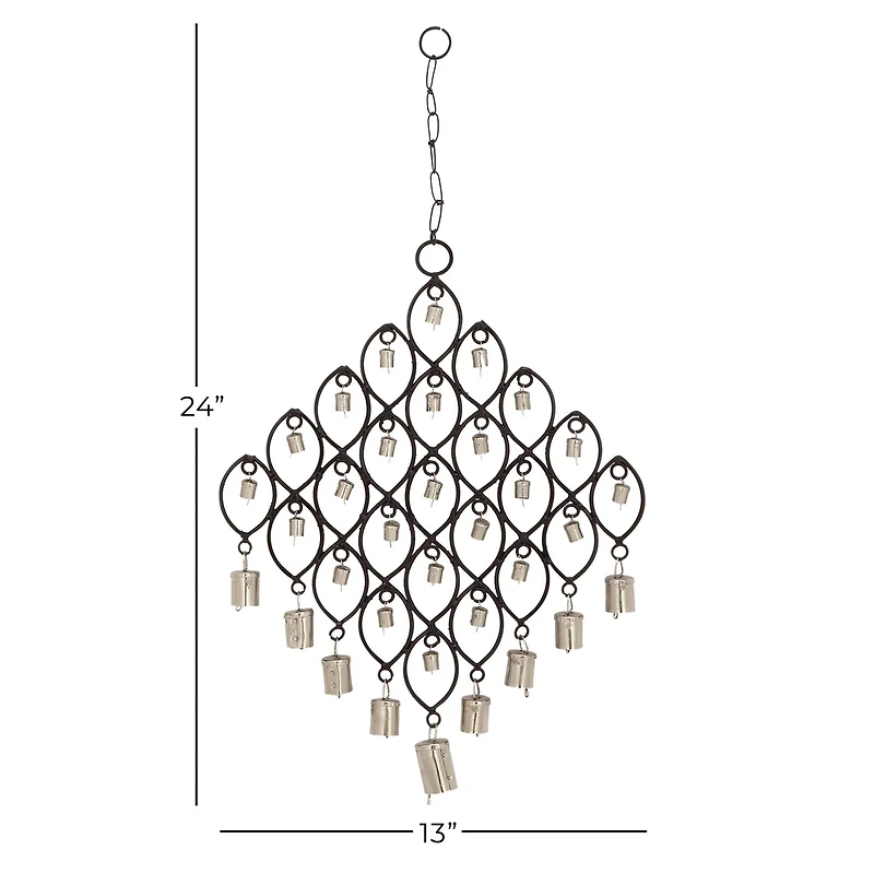 Black Metal Eclectic Windchime, 13" x 1" x 24"