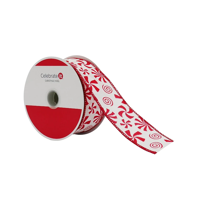 1.5" x 30ft. Peppermint Swirl Wired Ribbon by Celebrate It®