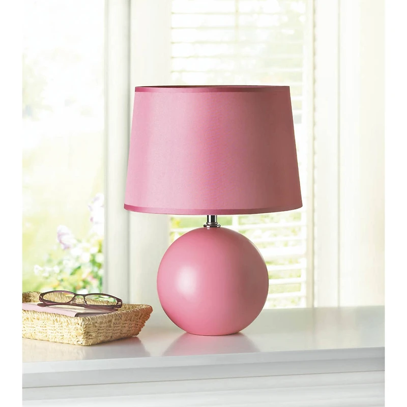 15.5'' Pink Round Base Table Lamp