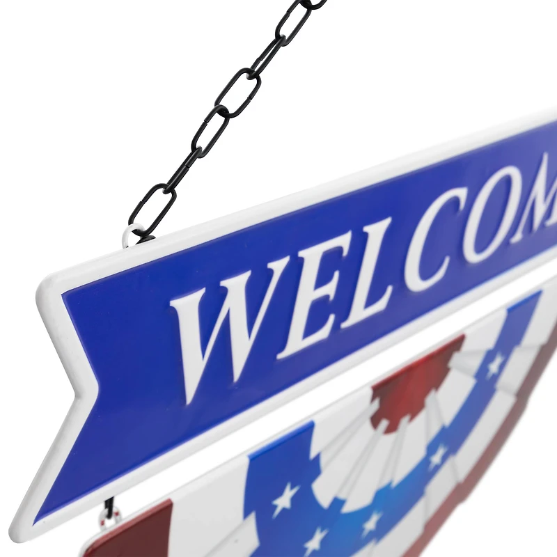 19.25" Americana Welcome Metal Wall Sign with Bunting