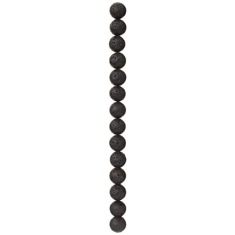 Black Natural Lava Round Beads, 12mm by Bead Landing™