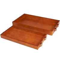 Leather Nesting Tray with Buckle Handles Décor Set