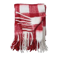 Hello Honey® Red & White Plaid Woven Acrylic Throw with Fringe