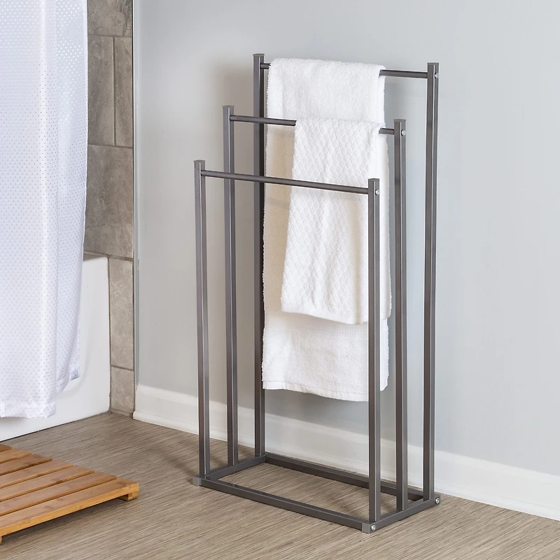 Honey Can Do Gray 3-Tier Towel Rack