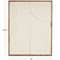 Wall Décor Cream Wood Geometric Design with Brown Wood Frame