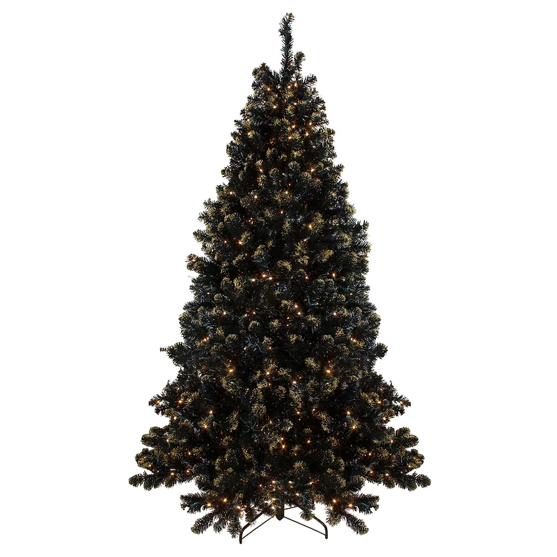 7.5ft. Pre-Lit Crystal Pine with Gold Glitter Artificial Christmas Tree, Clear LED Lights