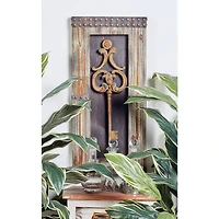 Brown Wood & Metal Rustic Key Wall Décor Set