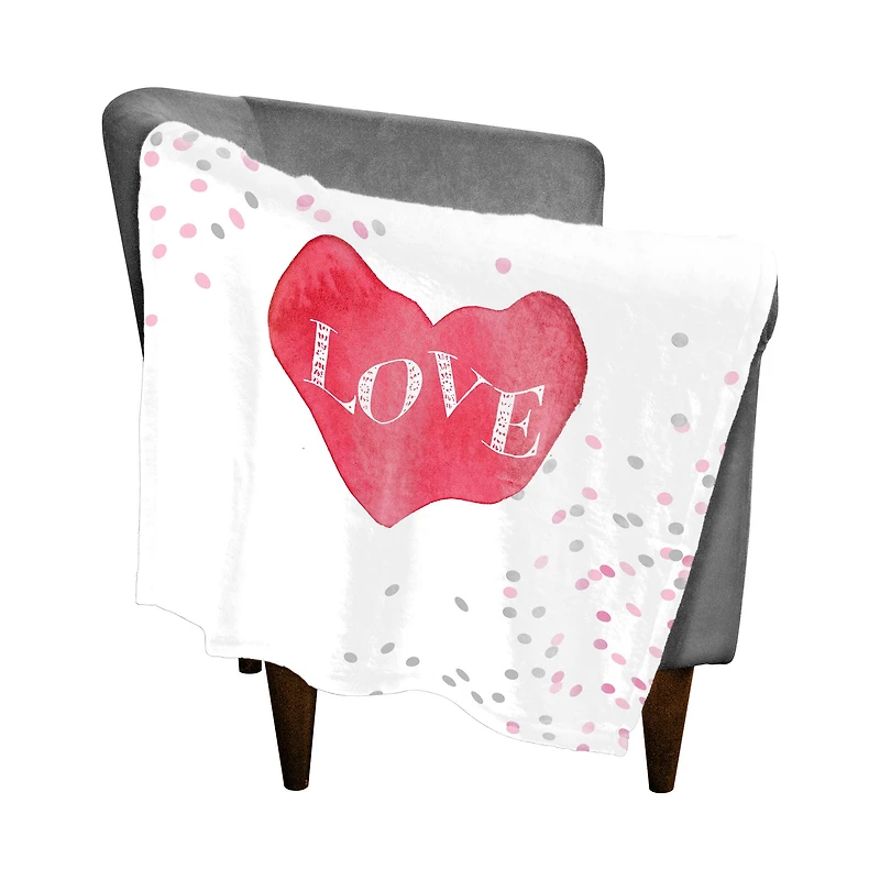 Pink Polkas Love Throw Blanket