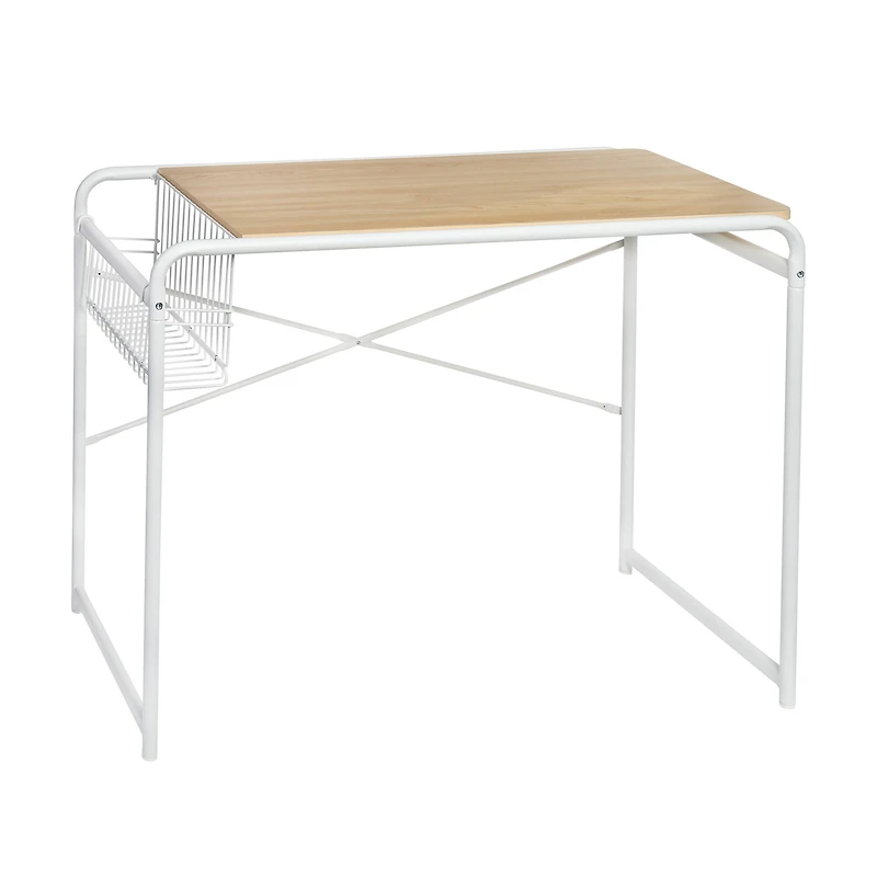 Honey Can Do White Home Office Computer Desk With Side Basket
