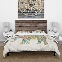 Designart 'Boho Paisley Elephant II vII' Traditional Bedding Set