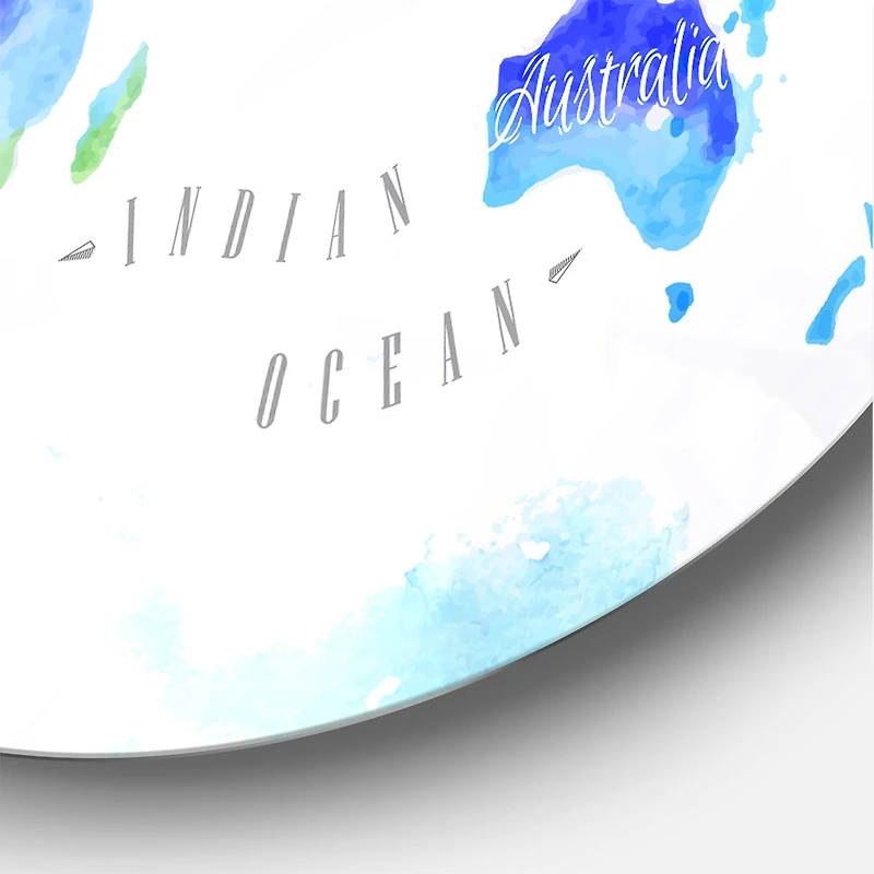 Designart - World Map In Green and Blue