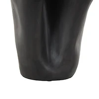 10" Black Abstract Floral Ceramic Vase