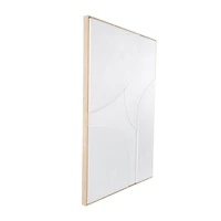 33" x 49", White Wooden Geometric Home Wall Décor with Abstract Circles and Brown Wooden Frame