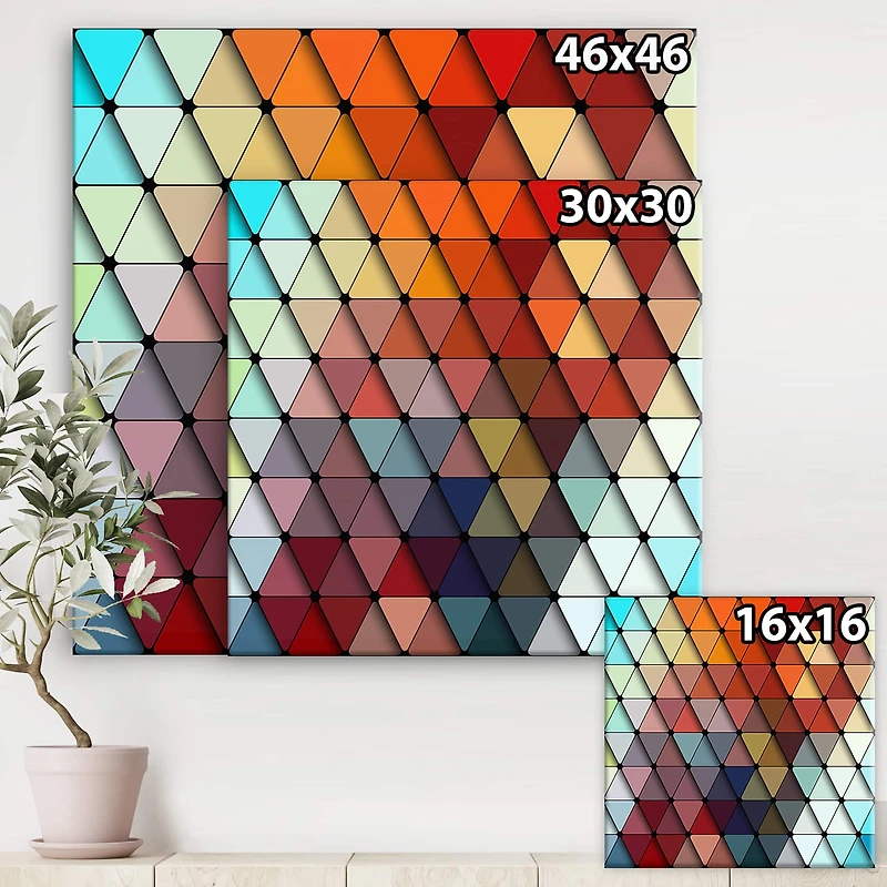 Designart - 3Dd Geometry in Shades of Blue and Red