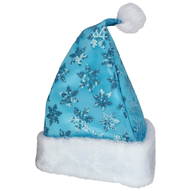 14" Adult Medium Sequin Snowflake Santa Hat