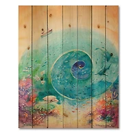Designart - Turquoise Ocean Spiral With Coral Reef Fishes